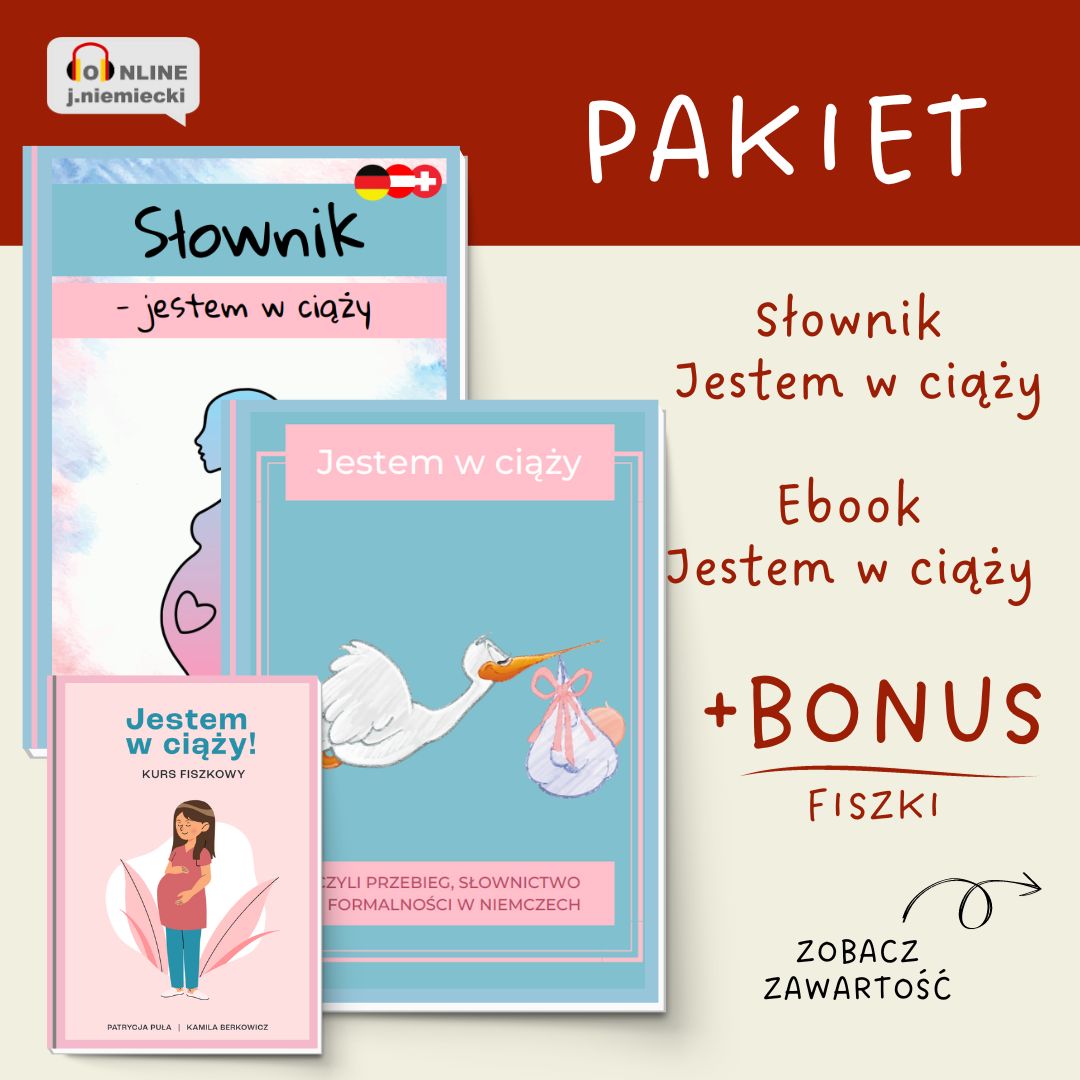 Pakiet ebook + słownik “Jestem w ciąży” + Kurs fiszkowy dla kobiet w ciąży